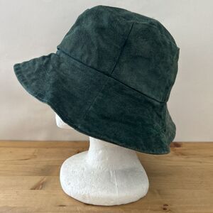 Compagnie Internationale Express Bucket Hat Vtg Green Genuine Suede Leather Hat